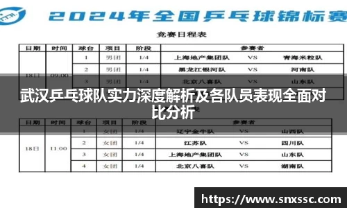 武汉乒乓球队实力深度解析及各队员表现全面对比分析