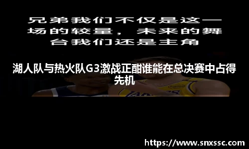 湖人队与热火队G3激战正酣谁能在总决赛中占得先机